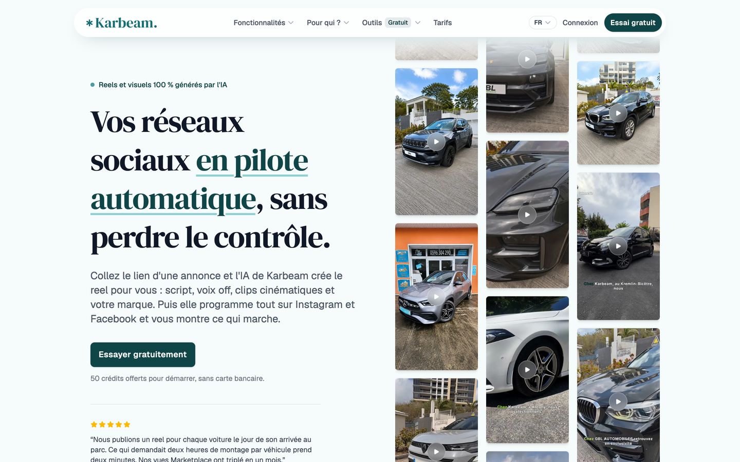 Page d'accueil de Karbeam