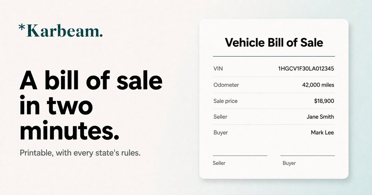 Free South Dakota Car Bill of Sale (Printable PDF)