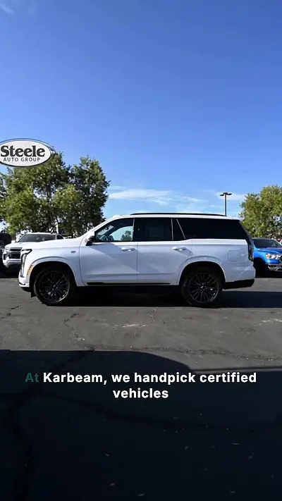 Cover of the Certified 2025 Cadillac Escalade Sport Platinum AWD/4WD Instagram reel by Steele GMC Round Rock, generated by Karbeam